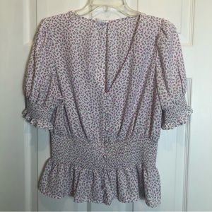 Sienna Sky Purple Floral V-Neck Pullover Blouse Size L